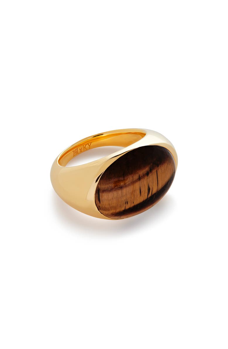 Monica Vinader x Kate Young Tiger's Eye Ring, Main, color, 18K Gold Vermeil