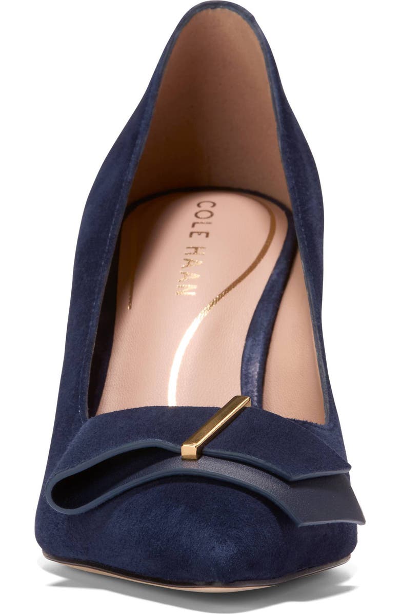 Cole Haan Felicia Bow Pointed Toe Pump, Alternate, color, Ch Midnight Moon Suede