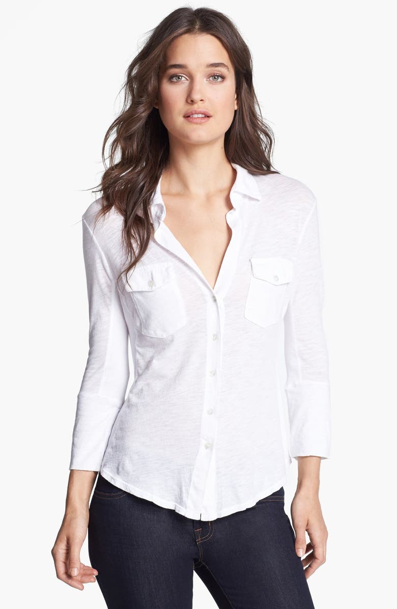 James Perse Sheer Slub Panel Shirt, Main, color, 