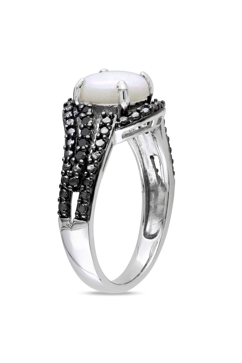 Opal & Black Diamond Curvy Cocktail Ring, Alternate, color, Opal