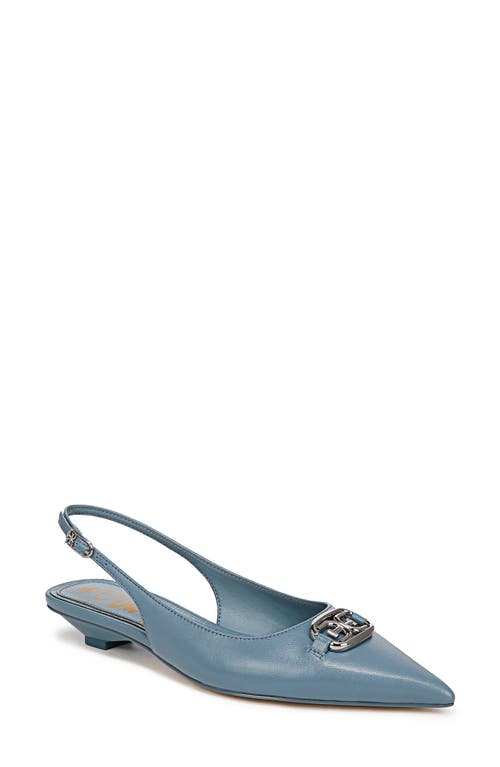 Sam Edelman Aggie Pointed Toe Slingback Flat In Dark Coastal Blue