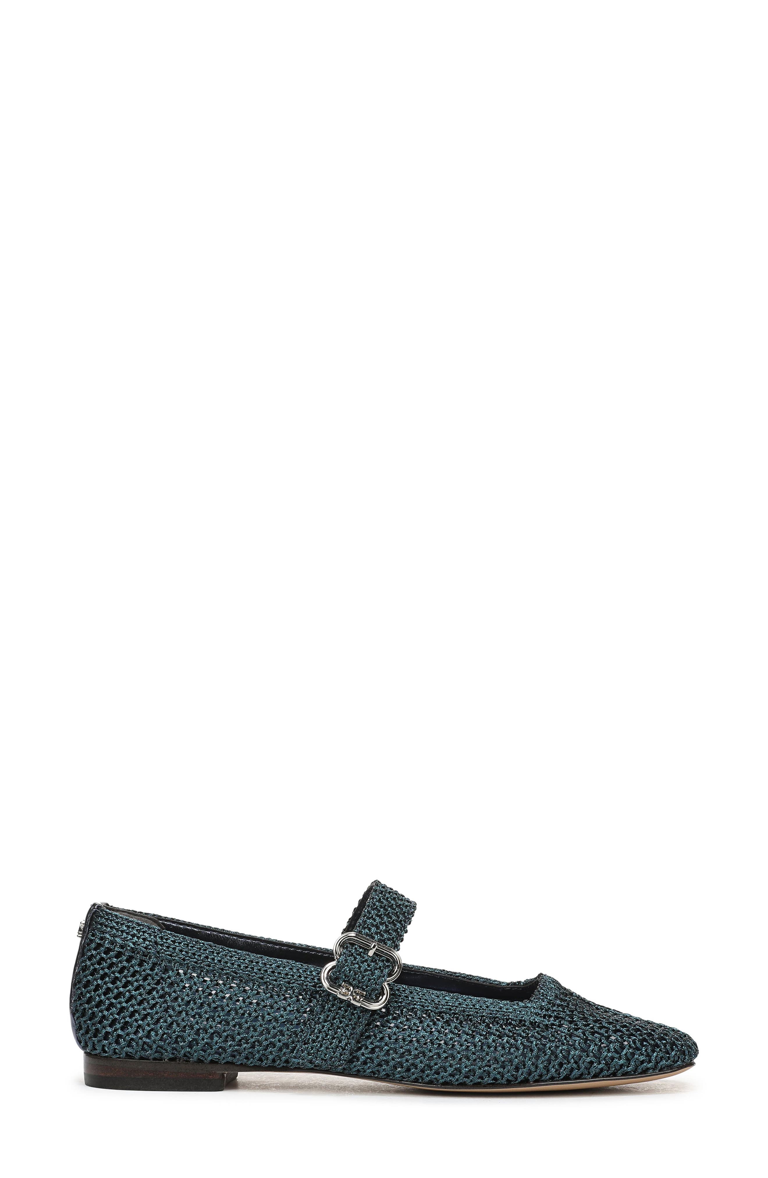 Michaela Knit Mary Jane Flat, Alternate, color, METALLIC NAVY