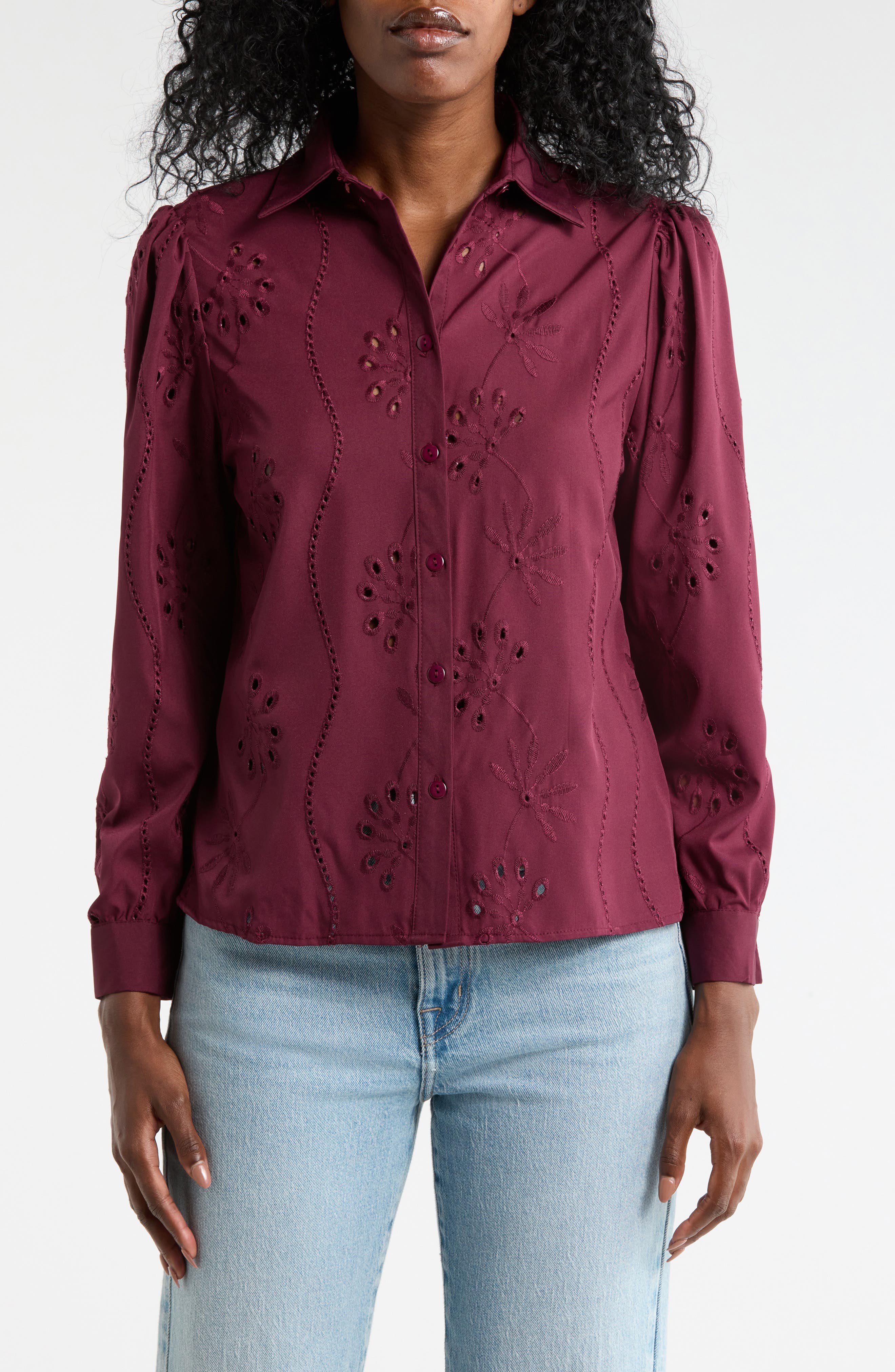 Eyelet Hidden Placket Top - image 3
