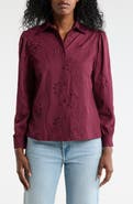 Forgotten Grace Eyelet Hidden Placket Top