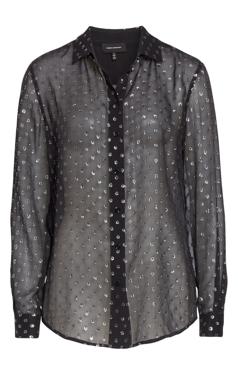 Robert Rodriguez Camille Fil Coupé Silk Blend Chiffon Shirt, Alternate, color, 
