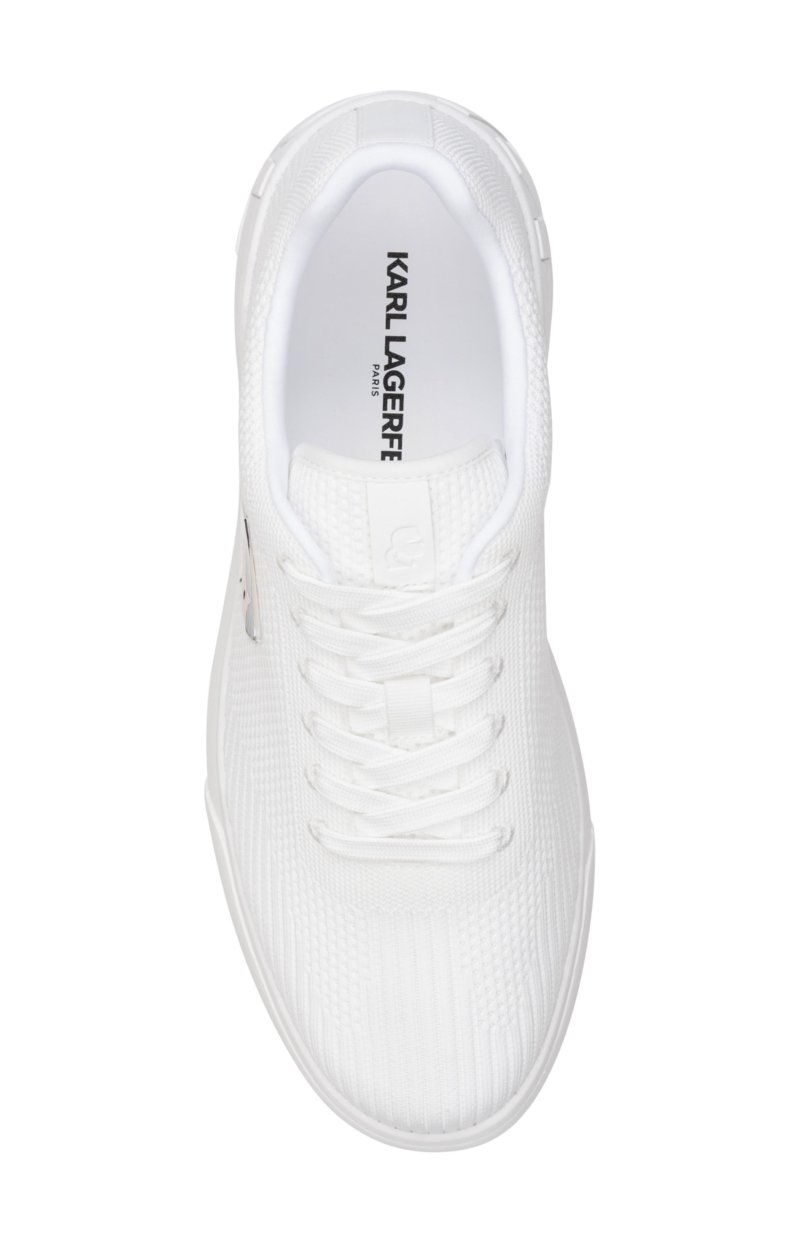 Knit T-Toe Karl Head Sneaker, Alternate, color, WHITE