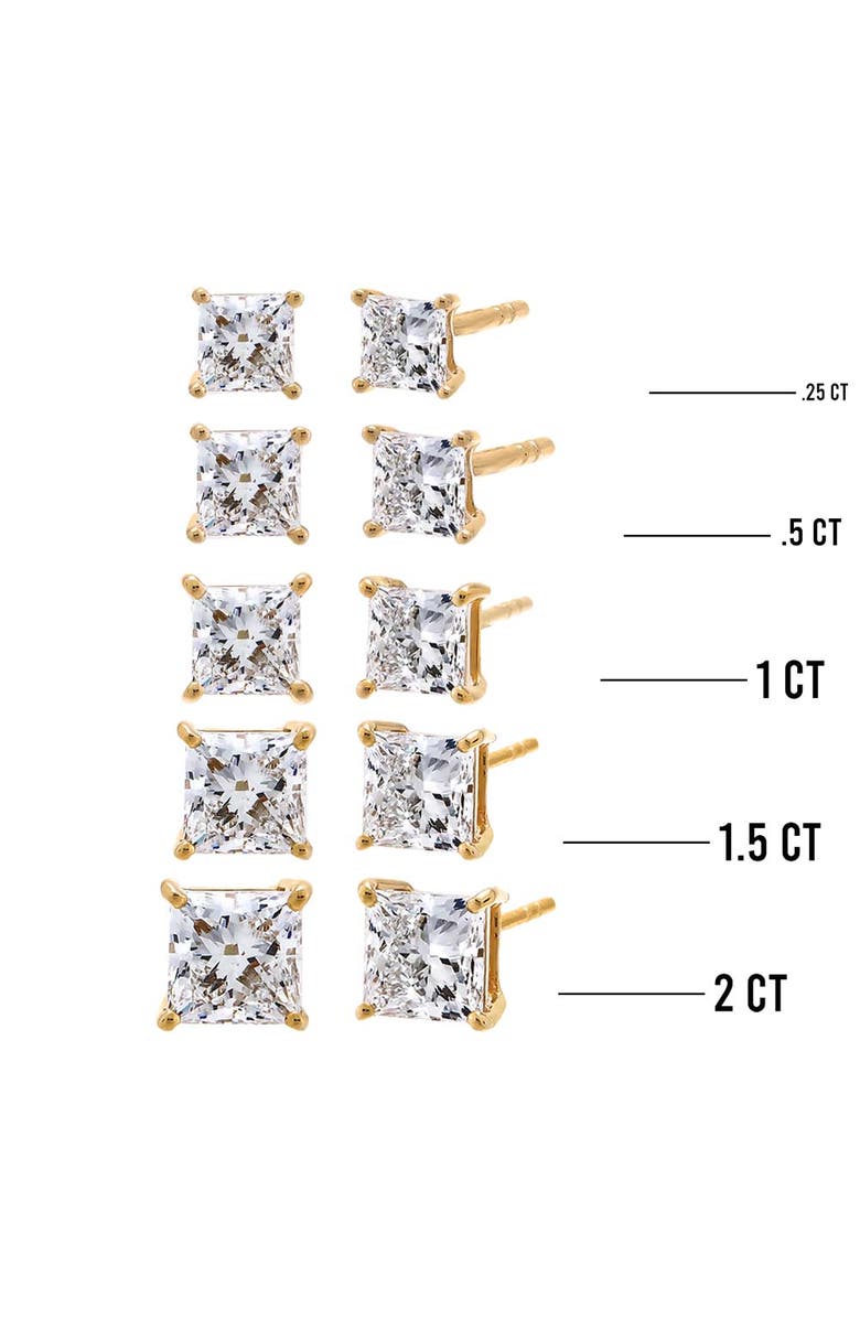 BY ADINA EDEN Lab Grown Diamond Princess Cut Four Prong Stud Earring 14K, Alternate, color,