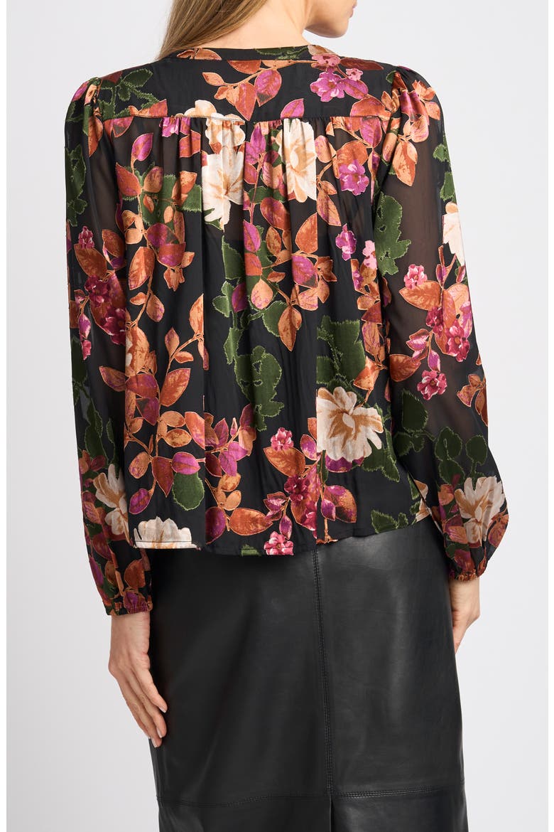 Adina Floral Print Long Sleeve Top, Alternate, color, RICH BLACK