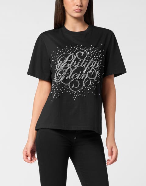 T-shirt Man Fit Crystal Strass Women