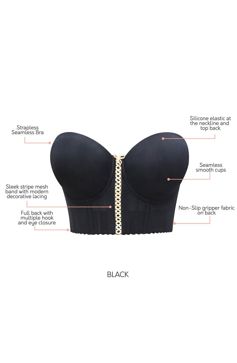 Parfait Shea Longline Strapless Bra, Alternate, color, Black