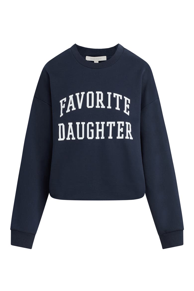 Cropped Collegiate Sweatshirt, Alternate, color, NAVY/WHITE