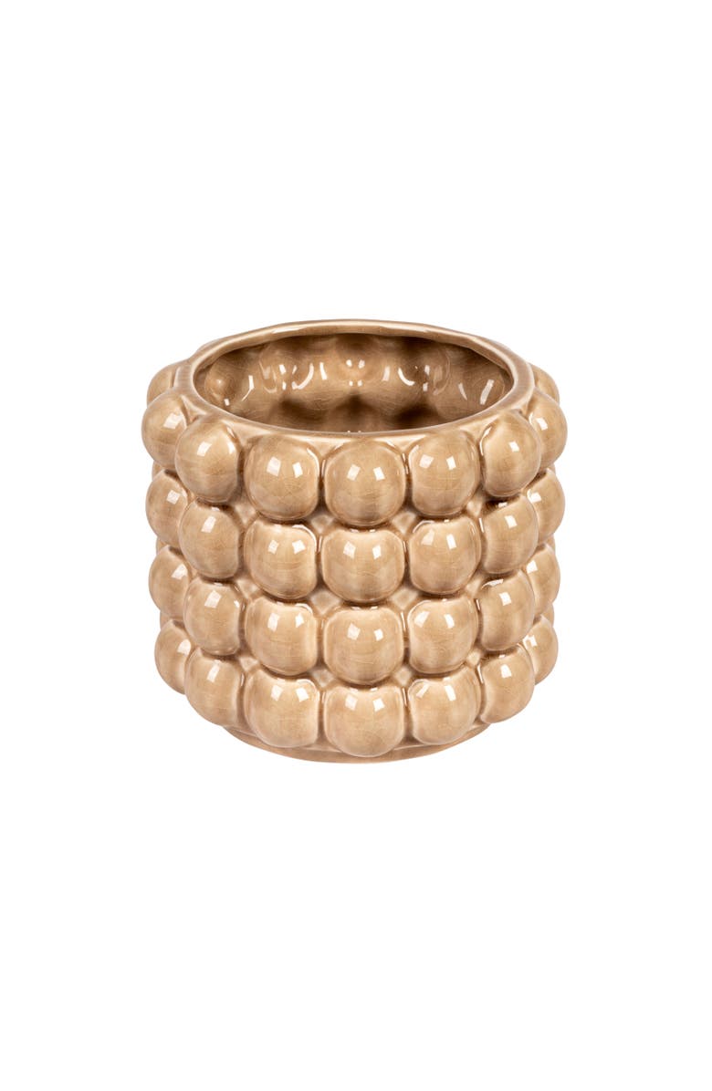 Storied Home Round Stoneware Planter with Raised Dots, Tan, Main, color, Tan