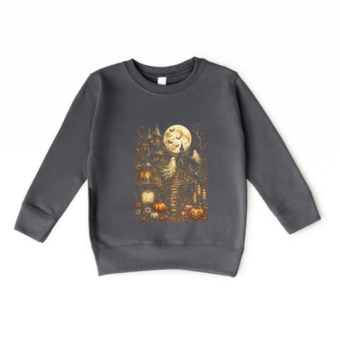 Halloween House and Moon Toddler Graphic Sweatshirt