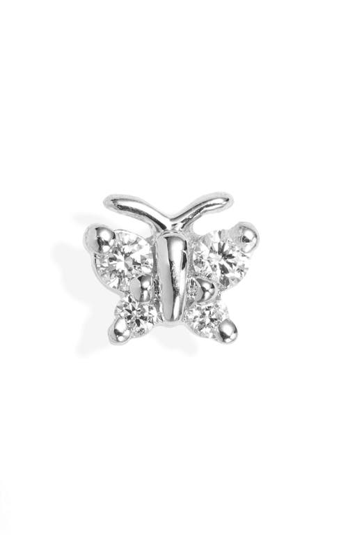 Maria Tash Diamond Butterfly Stud Earring In Silver