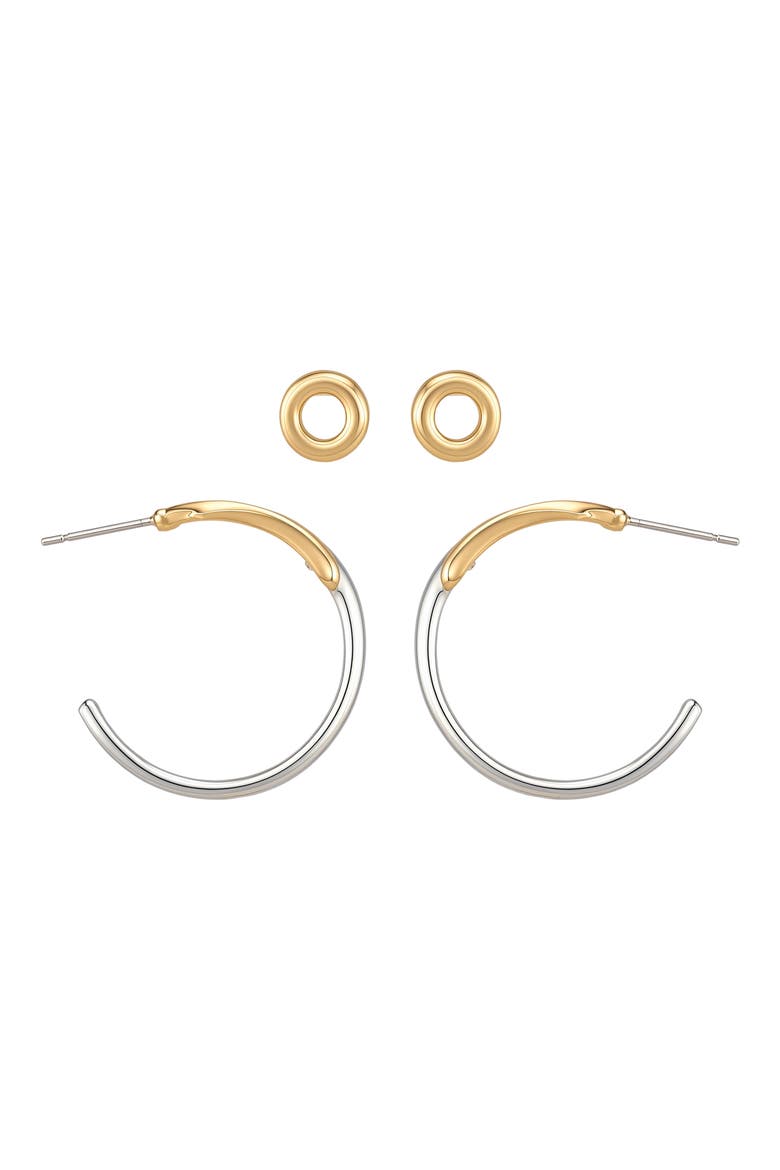 Two-Tone Hoop Stud Earrings, Main, color, TWO TONE