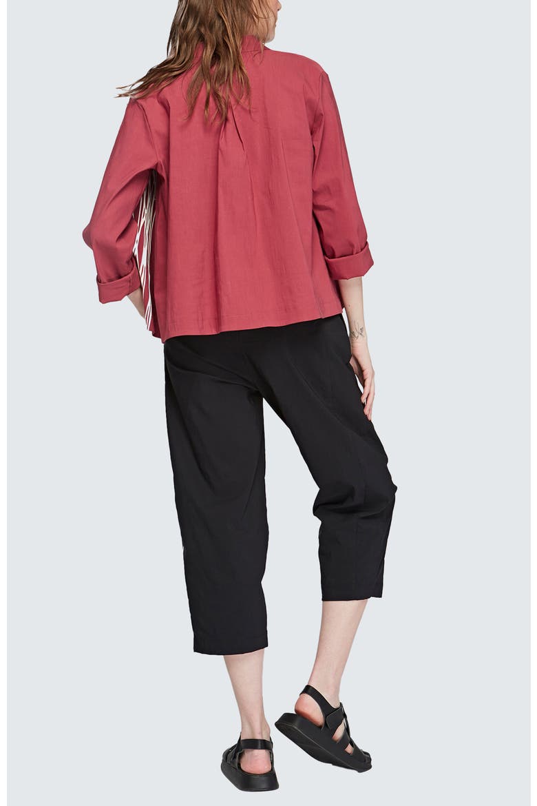 Eli Printed Linen Cotton Blended Pants, Alternate, color, Black