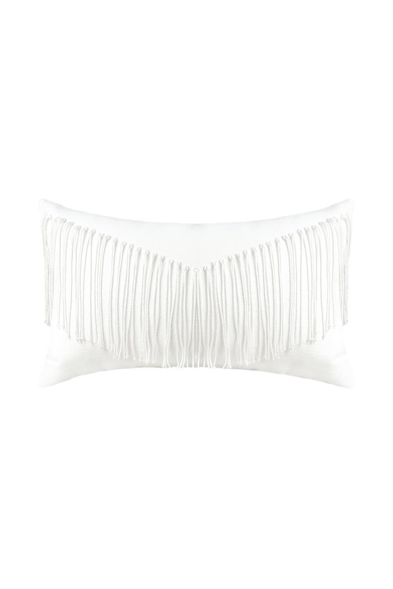 Mane Blanc Handmade Macrame Fringed Indoor & Outdoor Woven Accent Pillow, Main, color, Blanc
