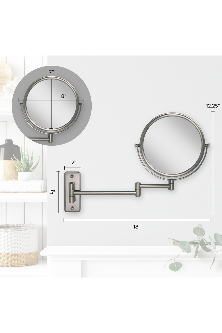 Wall Mounted Makeup Mirror with 8X/1X Magnifications, Alternate, color, Chrome