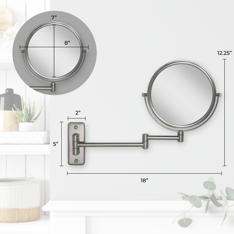Wall Mounted Makeup Mirror with 8X/1X Magnifications