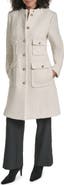 KARL LAGERFELD PARIS Collarless Wool Blend Coat