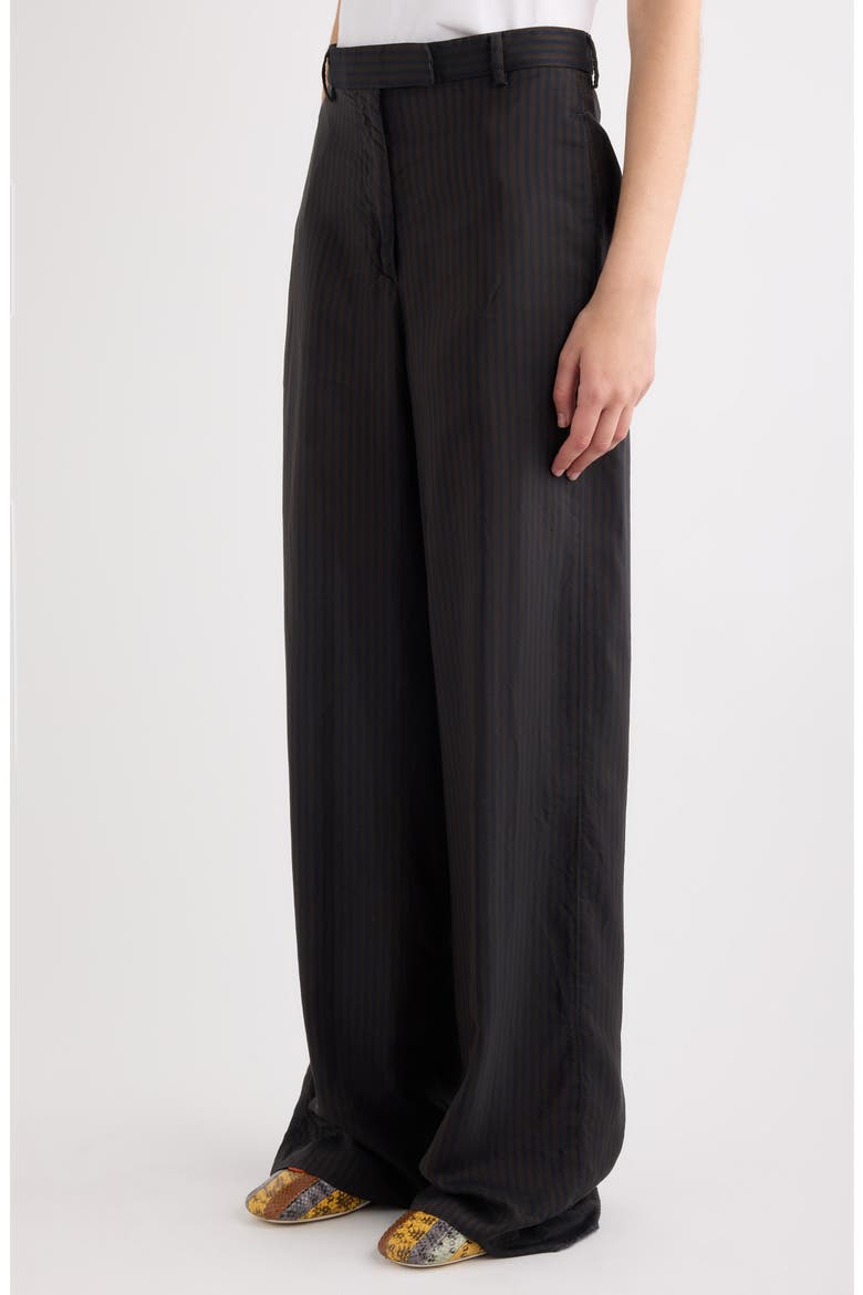 Penn Striped Wide Leg Cupro Pants, Alternate, color, DARK BROWN