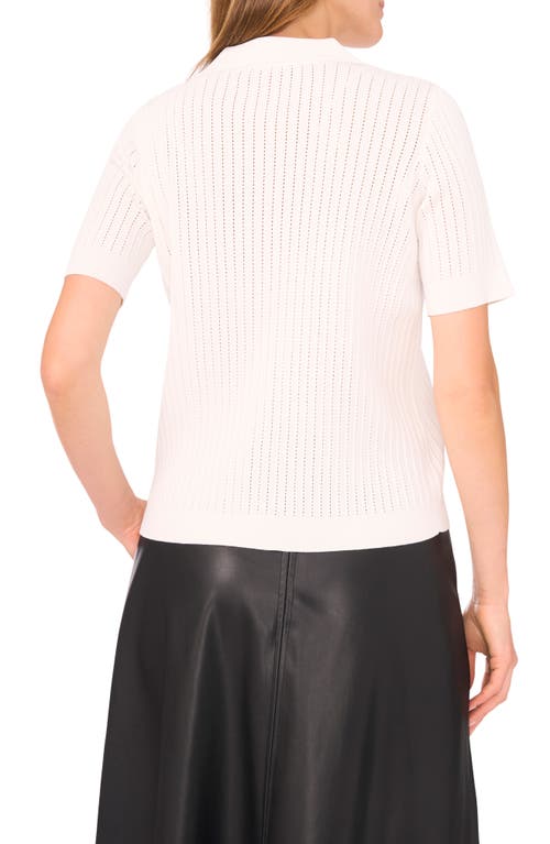 Vince Camuto Pointelle Short Sleeve Sweater In White