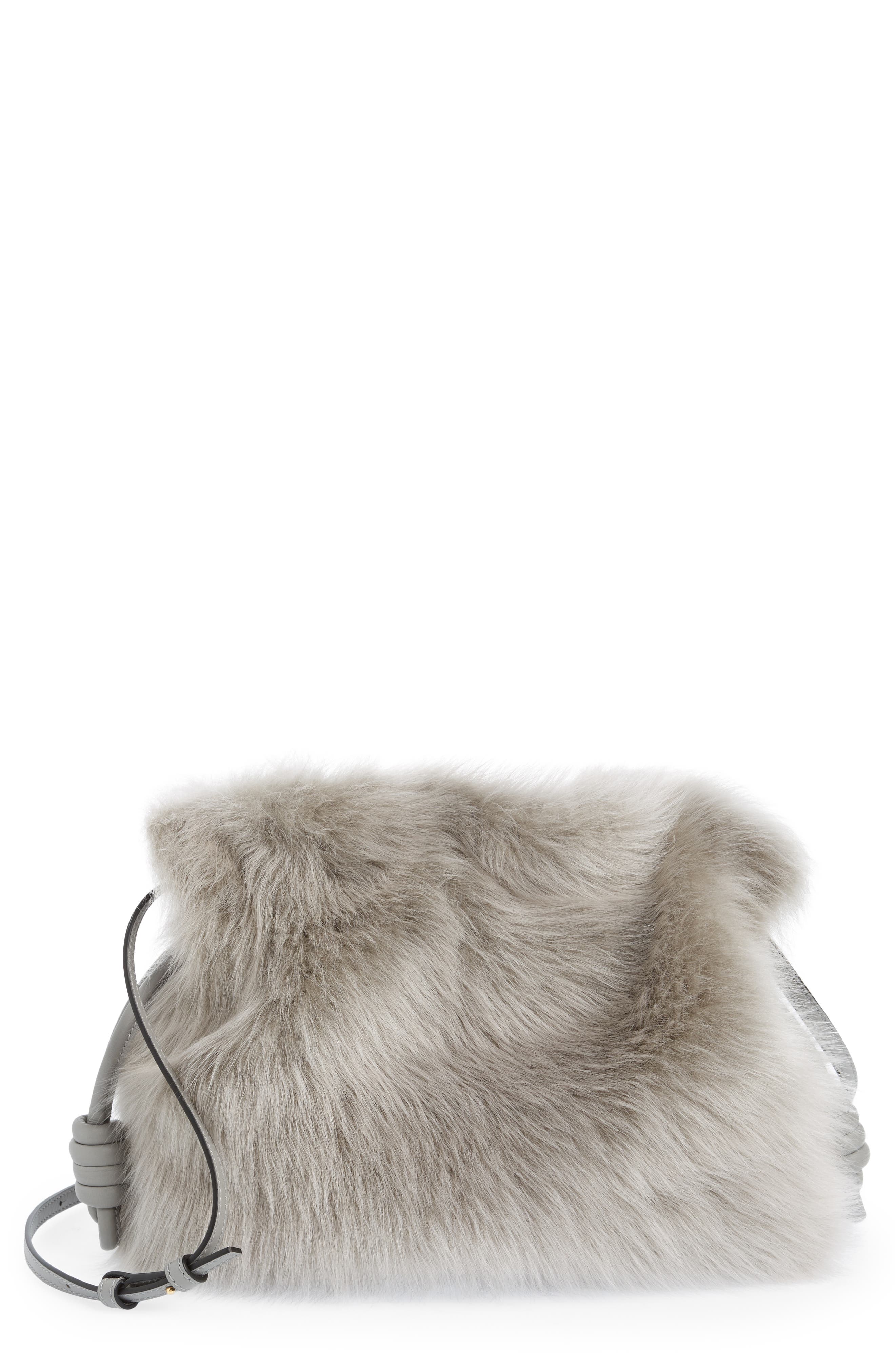 Loewe Flamenco Genuine Shearling Clutch, Main, color, 