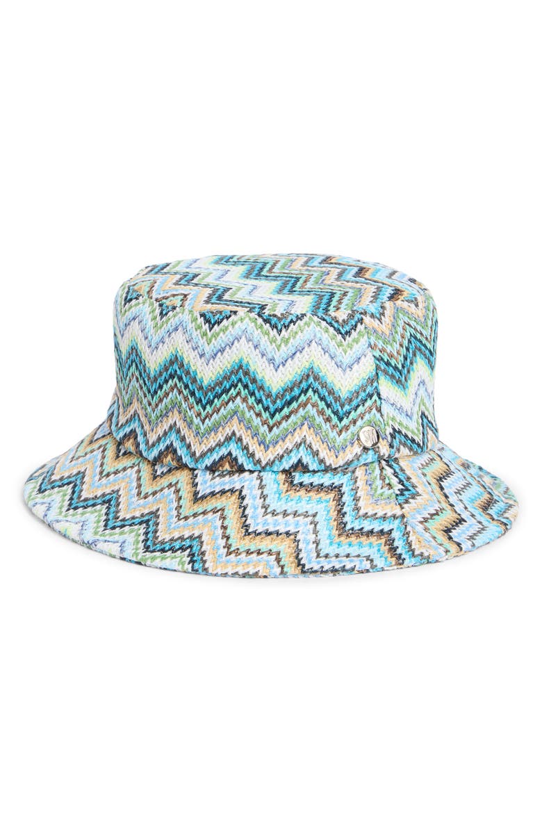 Steve Madden Straw Bucket Hat, Main, color, Blue Multi