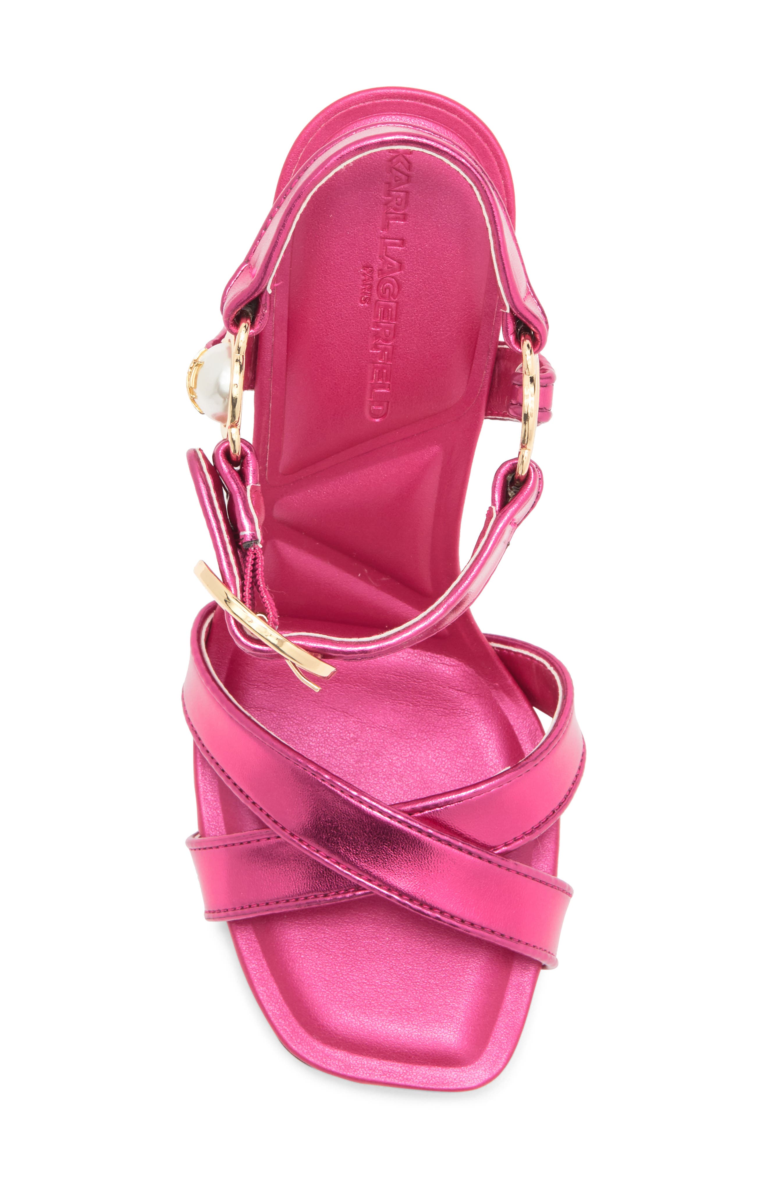 KARL LAGERFELD PARIS Daelin Ankle Strap Sandal, Alternate, color, Hot Pink