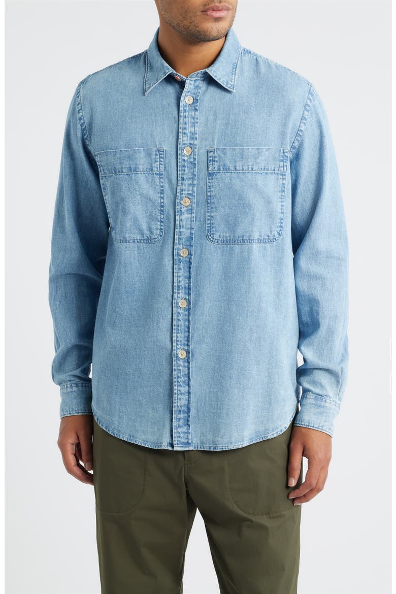Casual Fit Organic Cotton Denim Button-Up Shirt, Main, color, LIGHT BASE