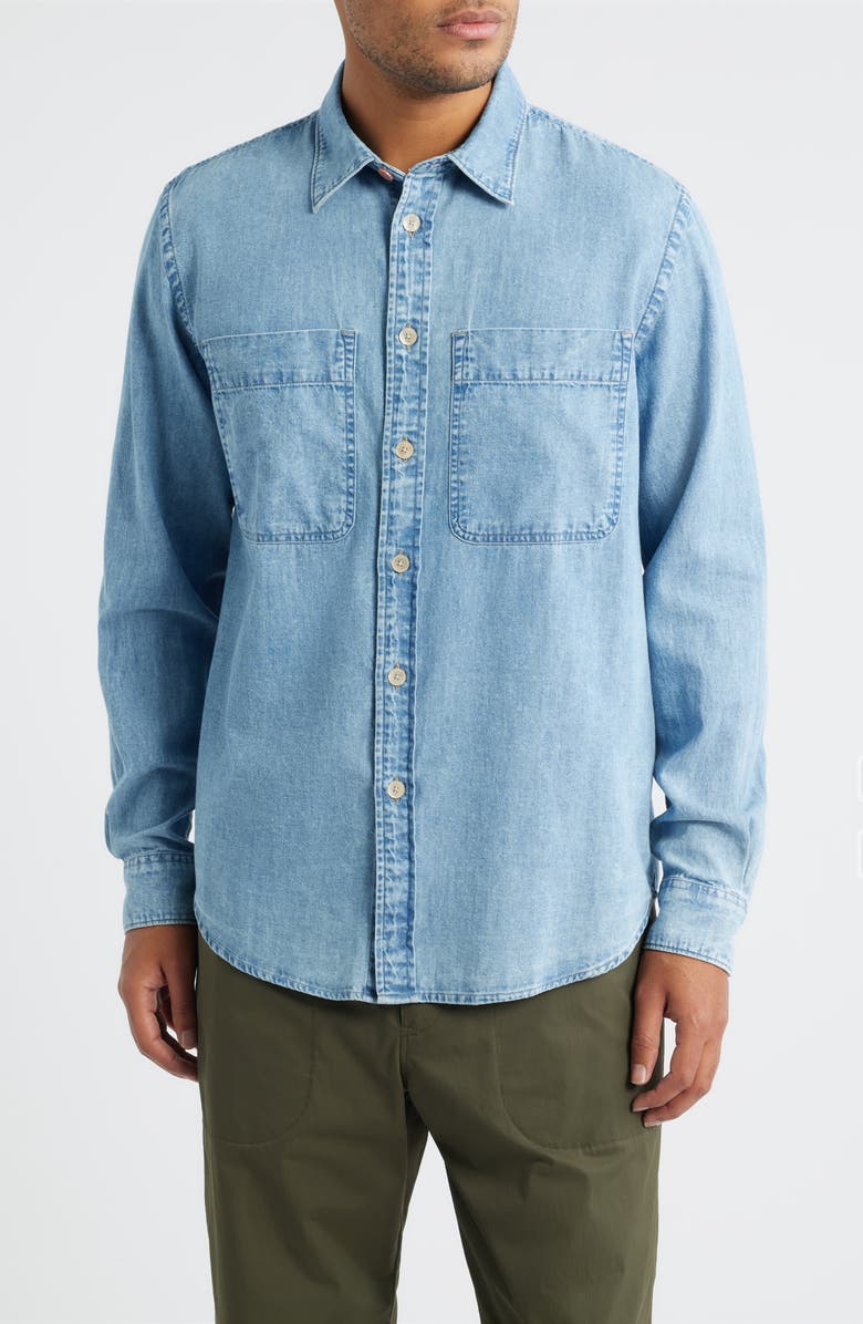 PS Paul Smith Casual Fit Organic Cotton Denim Button-Up Shirt, Main, color, Light Base