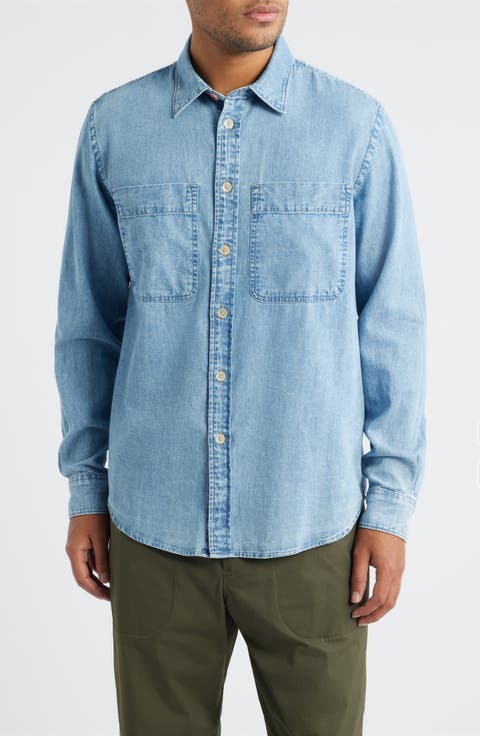 Casual Fit Organic Cotton Denim Button-Up Shirt