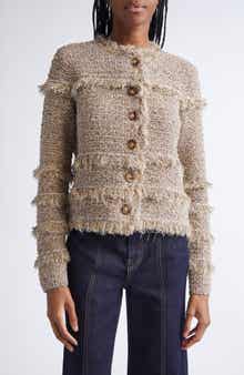 Ulla Johnson Gita Fringe Detail Metallic Tweed Jacket