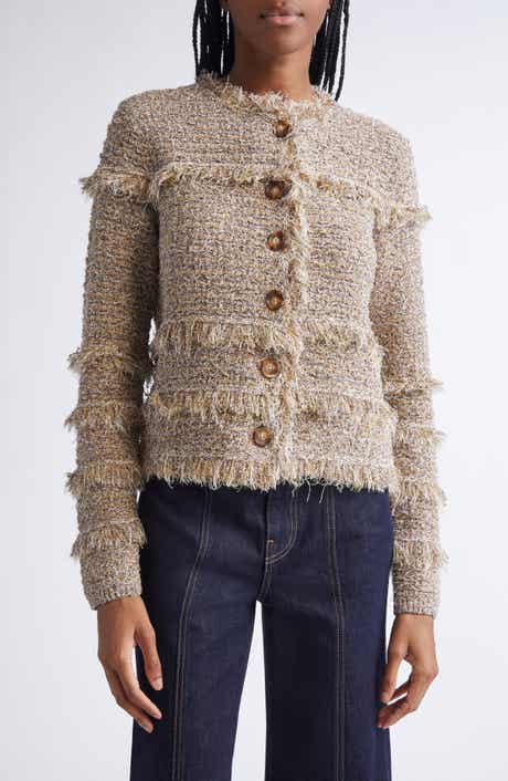 Ulla Johnson Gita Fringe Detail Metallic Tweed Jacket