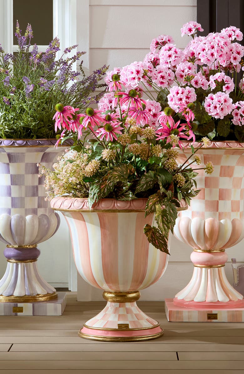MACKENZIE CHILDS Rosy Stripe Urn, Alternate, color, Rosy