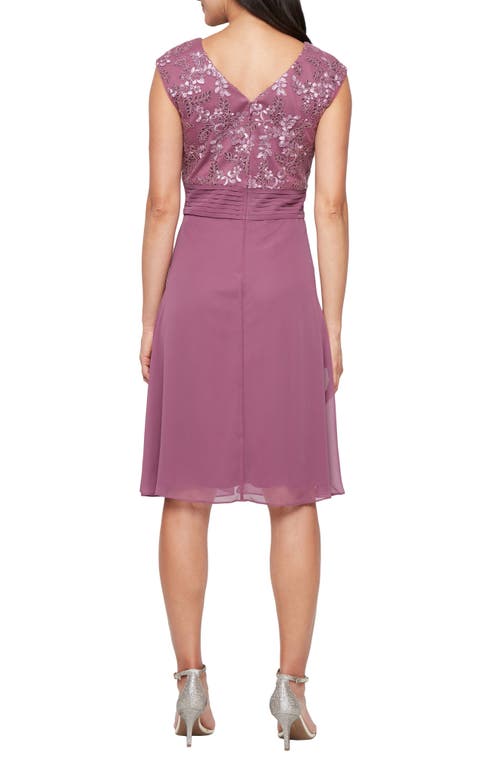 Alex Evenings Embroidered Empire Waist Cocktail Dress In Neutral