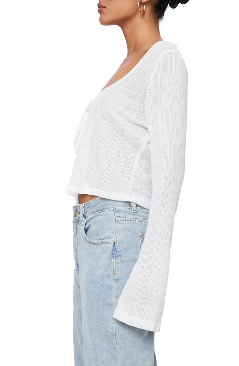 Princess Polly Barbaro Pointelle Tie Front Top, Alternate, color, 