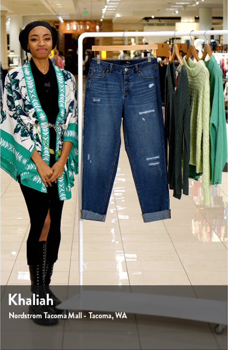 Ripped Cuffed Slim Fit Girlfriend Jeans, sales video thumbnail