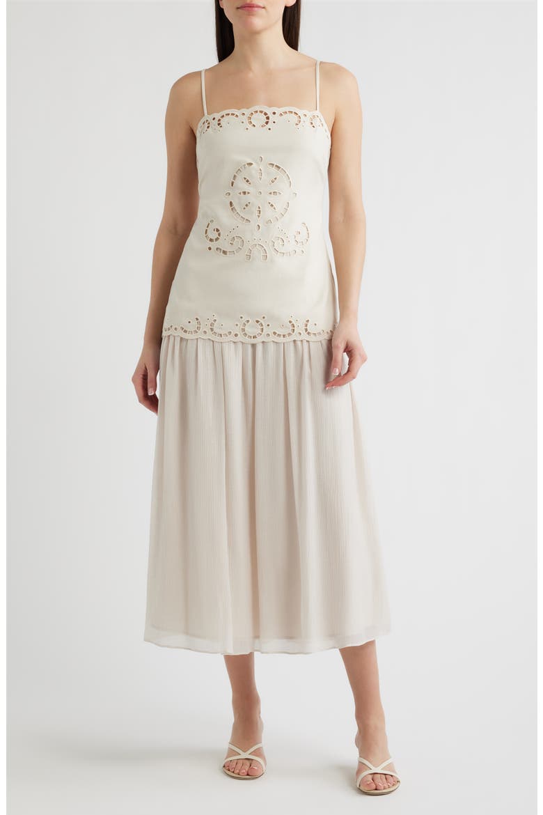 Eyelet Embroidery A-Line Dress, Main, color, CREAM