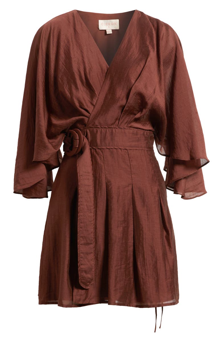 CIEBON Avaele Flutter Sleeve Minidress, Alternate, color, Brown