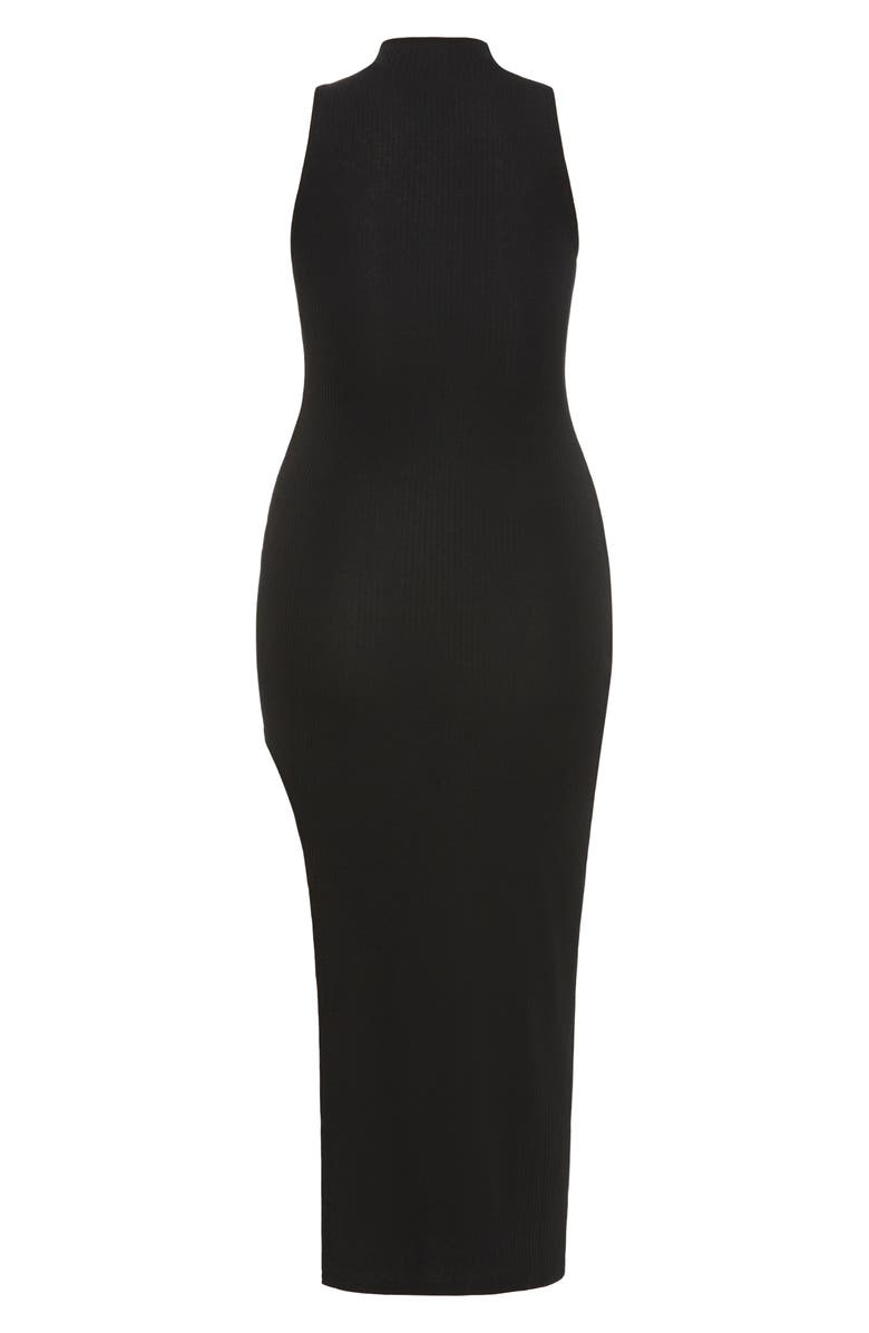 City Chic Celine Athena Sleeveless Rib Body-Con Dress, Alternate, color, Black