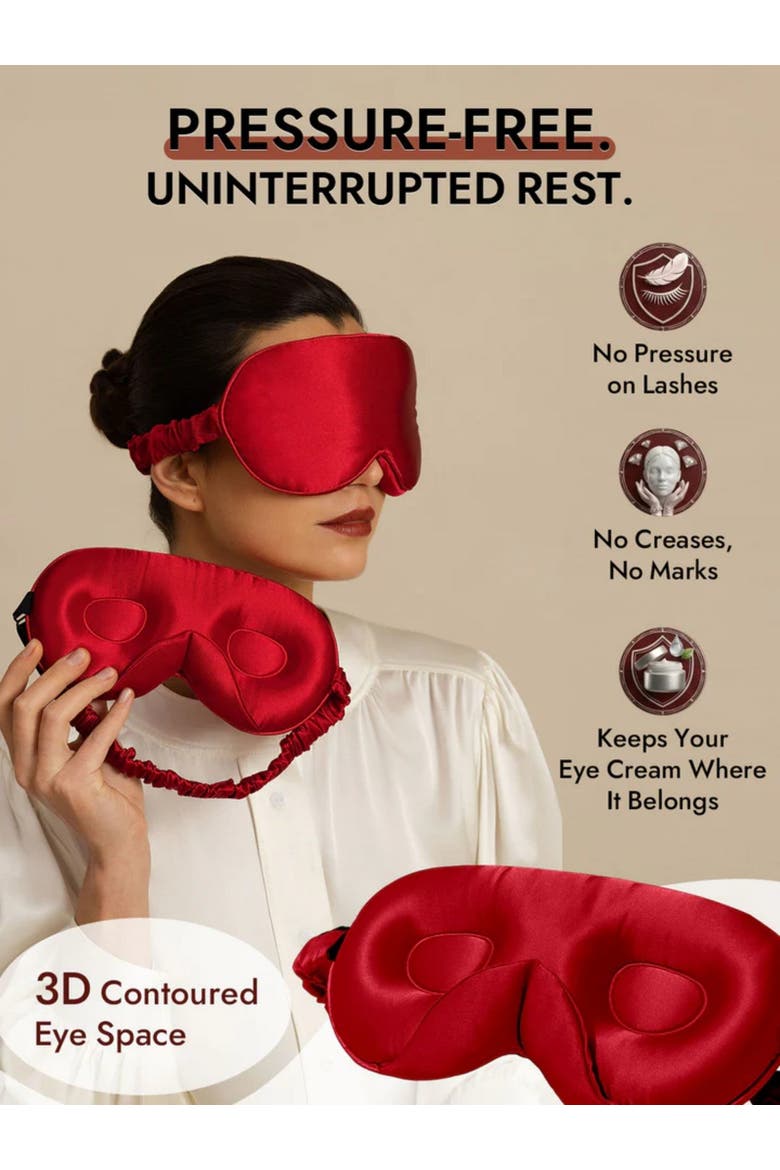 22 Momme Mulberry Silk Upgraded 3D Adjustable Eye Mask, Alternate, color, Wine
