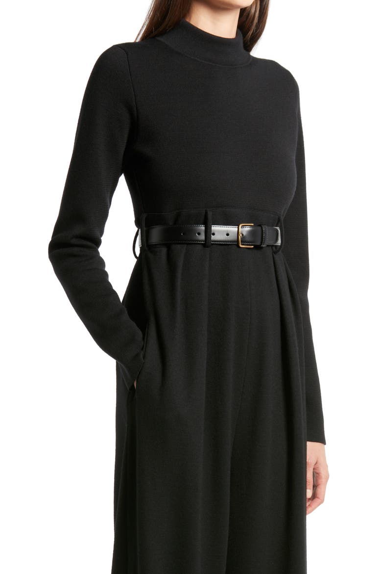 Celeste Long Sleeve Wool Jumpsuit, Alternate, color, BLACK / BLACK