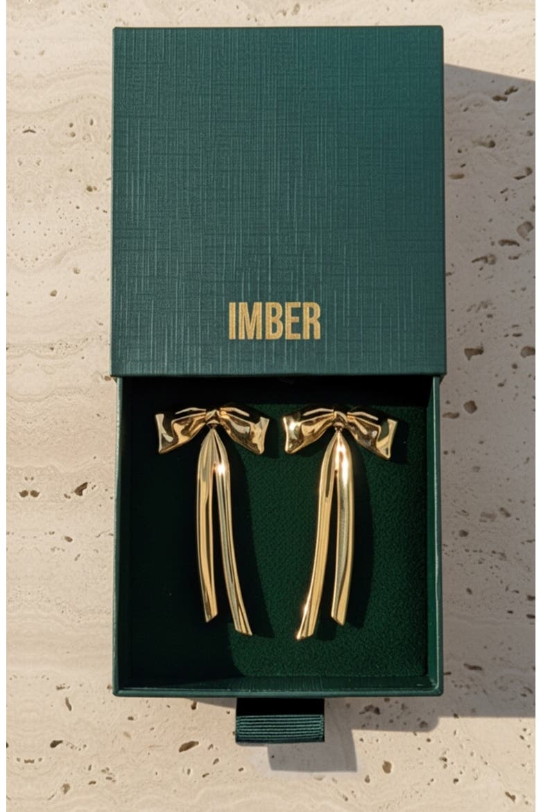Bow Statement Drop Earrings, Alternate, color, GOLD