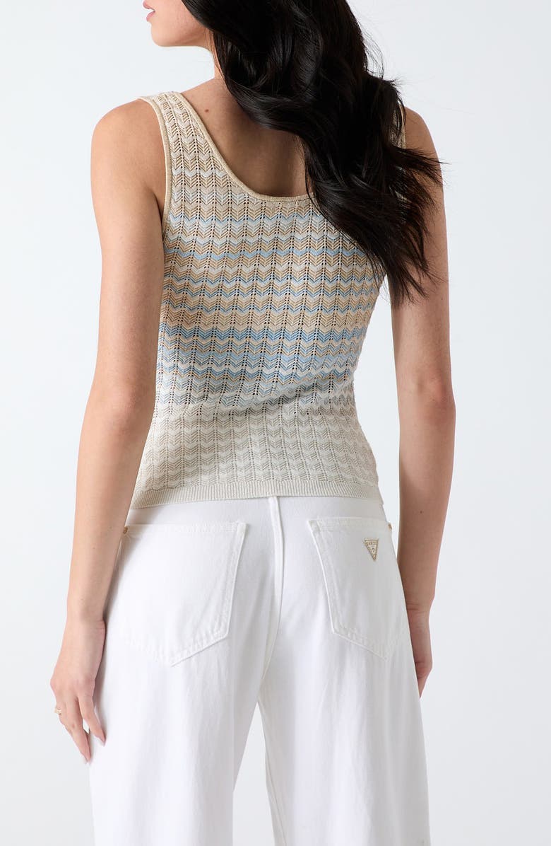 GUESS Rosalyn Metallic Pointelle Sweater Tank, Alternate, color, Light Blue/ Beige/ White