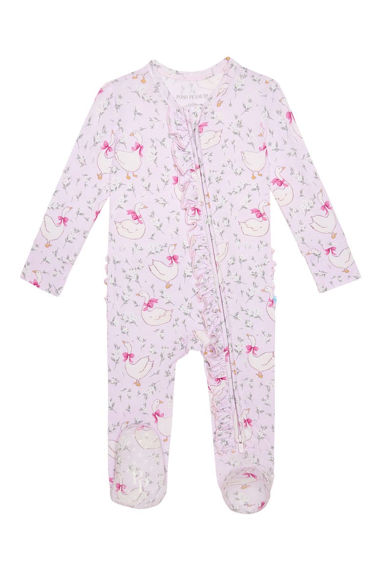 Ruffle Zip Footie, Main, color, LIGHT/ PASTEL PINK