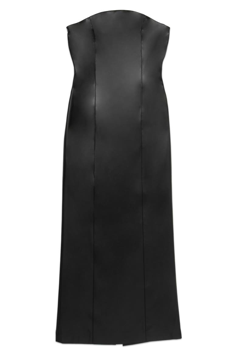 Emmet Strapless Faux Leather Dress, Alternate, color, BLACK
