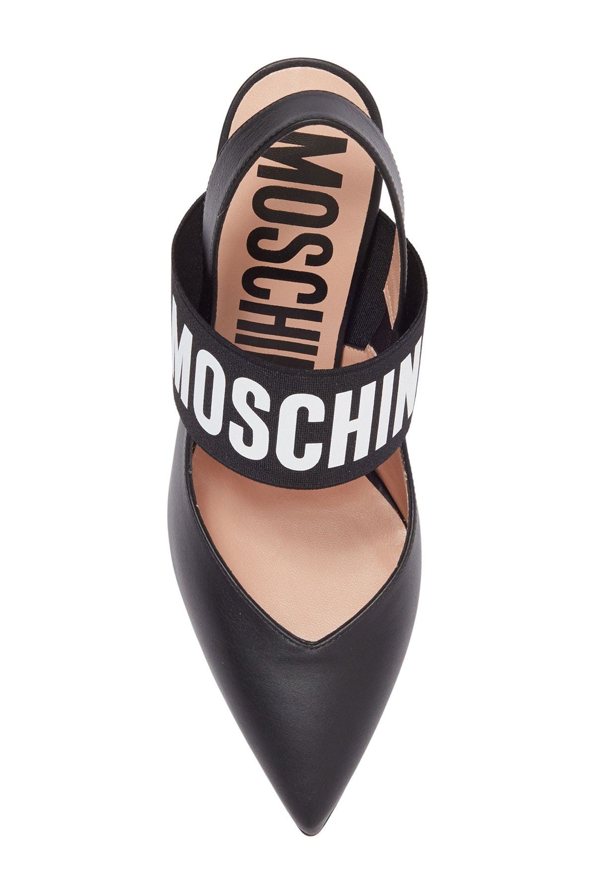 Moschino Logo Strap Leather Stiletto Pump, Alternate, color, 