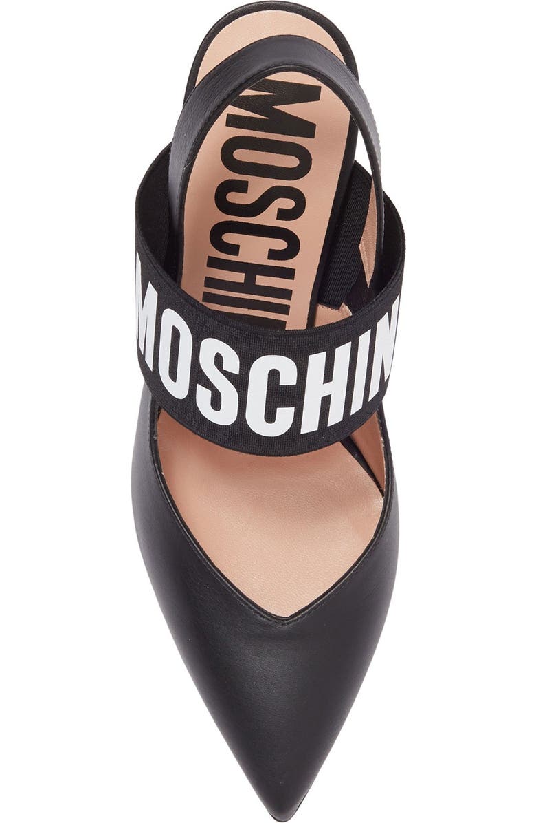 Moschino Logo Strap Leather Stiletto Pump, Alternate, color,
