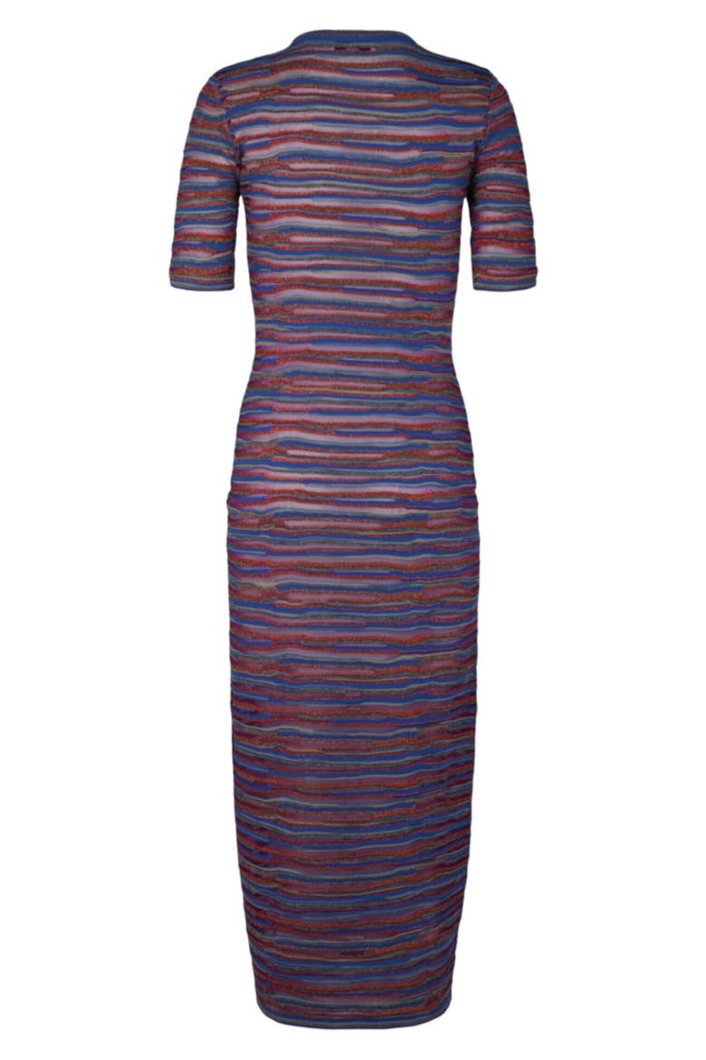 Stripe Short Sleeve Wool Blend Knit Dress, Alternate, color, MULTI PURPLE RED BLUE GREY